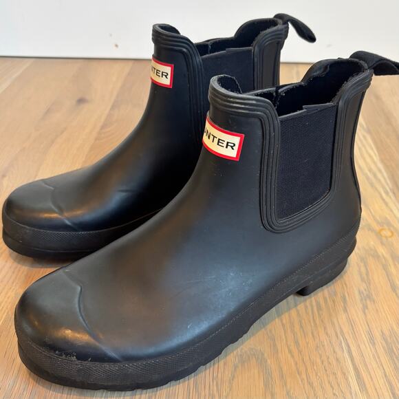 Hunter Original Chelsea Rain Boot Ankle Matte Black Womens Size 9 - Picture 1 of 10